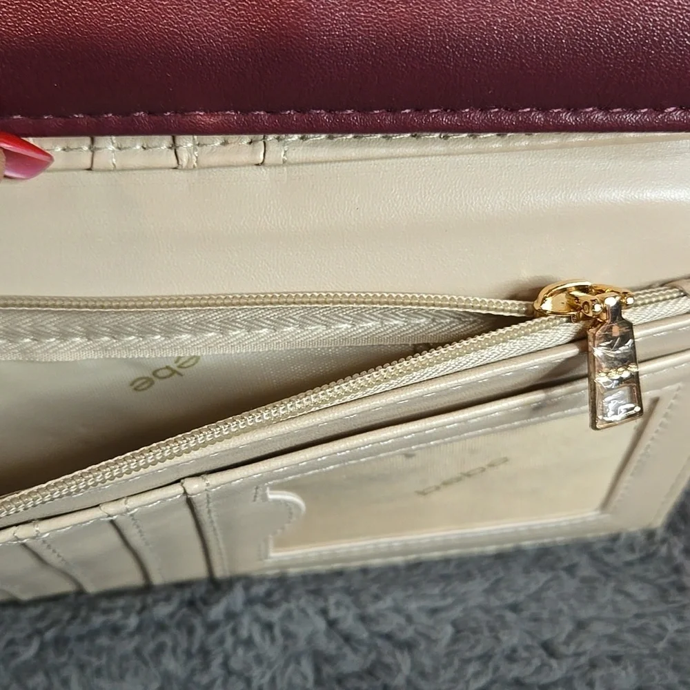Bebe Quilted Signature Wallet Clutch in Plum